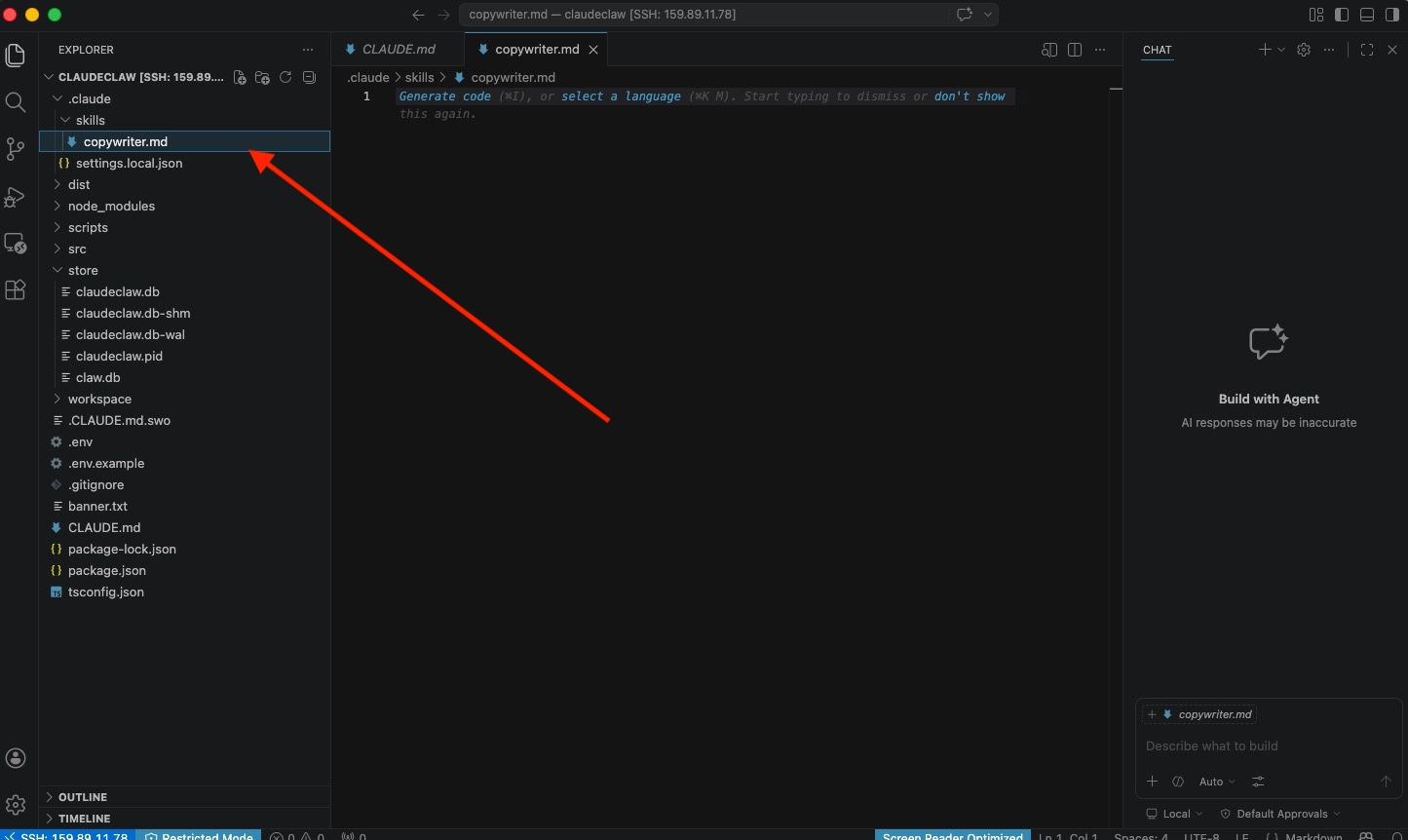 Создание скилла в VS Code