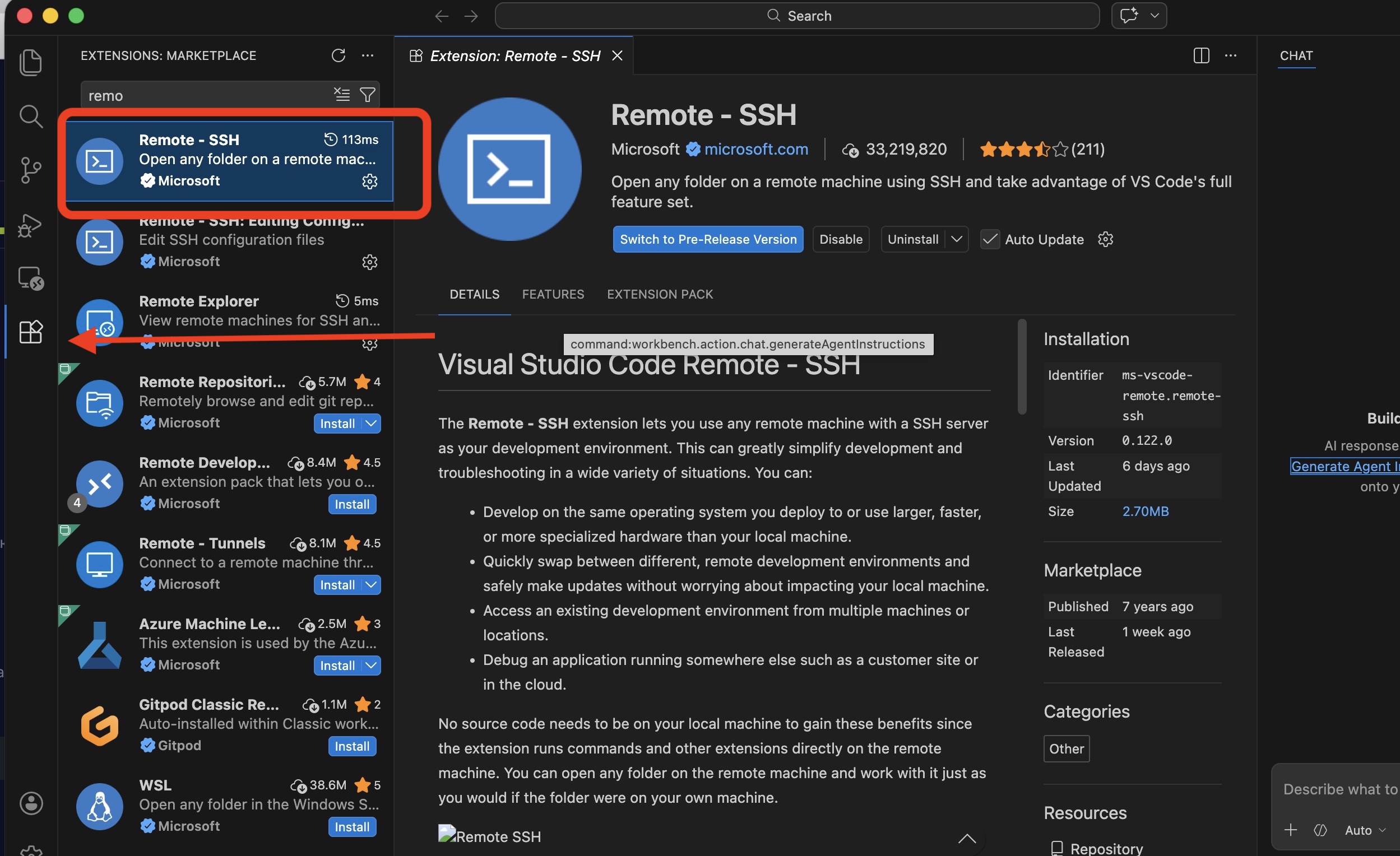 Установка Remote-SSH в VS Code